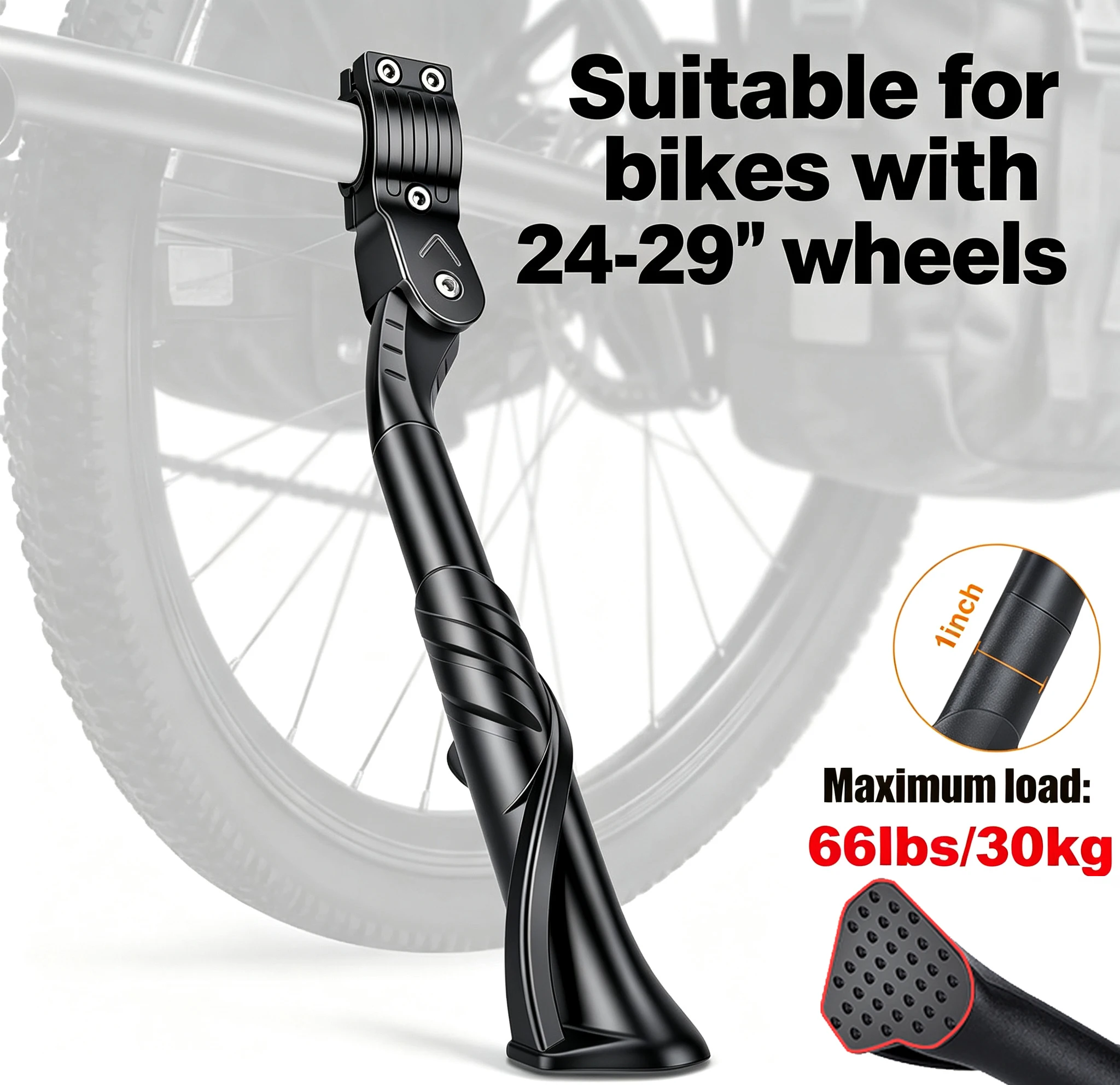 Adjustable Anti-Slip Bicycle Kickstand with Foot Pad