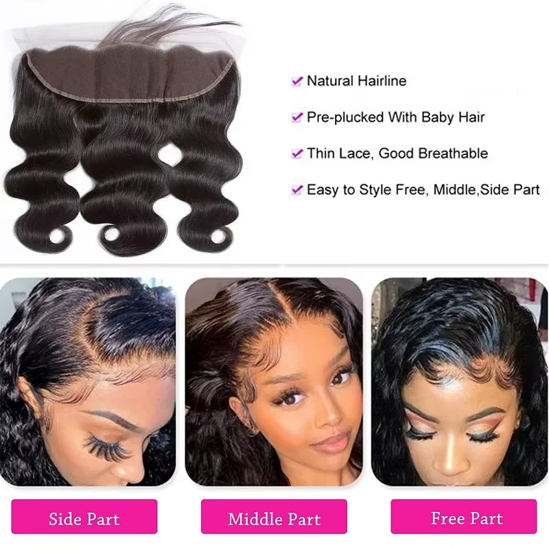 200% Ear to Ear Body Wave 13x4 Lace Frontal 4x4/5x5 Lace Closure Human Hair HD Transparent Water Wave Hair Extensions