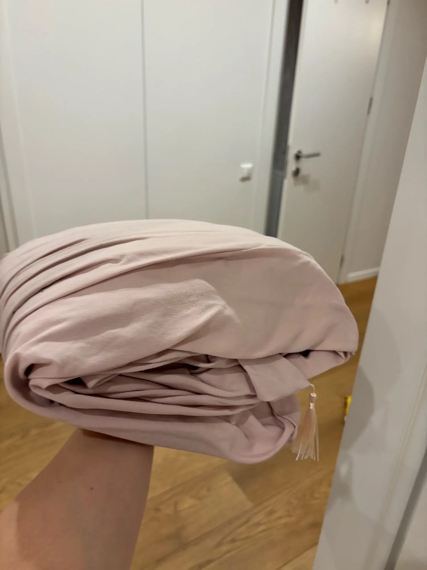 Kids Bed Canopy With Tassel & Frill Detail - White, Pink & Grey