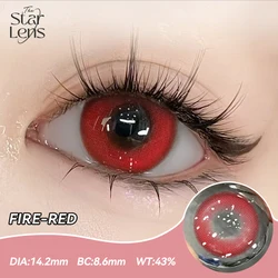Starlens Vibrant Cosplay Color Contact Lenses for Halloween - Red, Blue & Brown (Fire - red)
