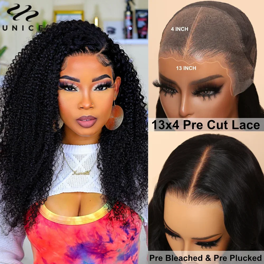 

UNice Hair Pre Everything Frontal Wig Pre Bleached Pre Cut Wear Go 13x4 Lace Front Wig Glueless Wig Human Hair Ready To Wear