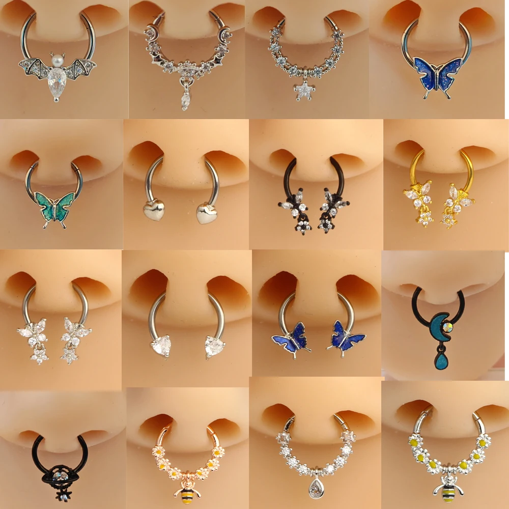Butterfly Nose Piercing Ring Nase Septum Piercing Ring Surgical Steel Nariz Piercing Ear Cartilage Tragus Goth Piercing Nez Opal
