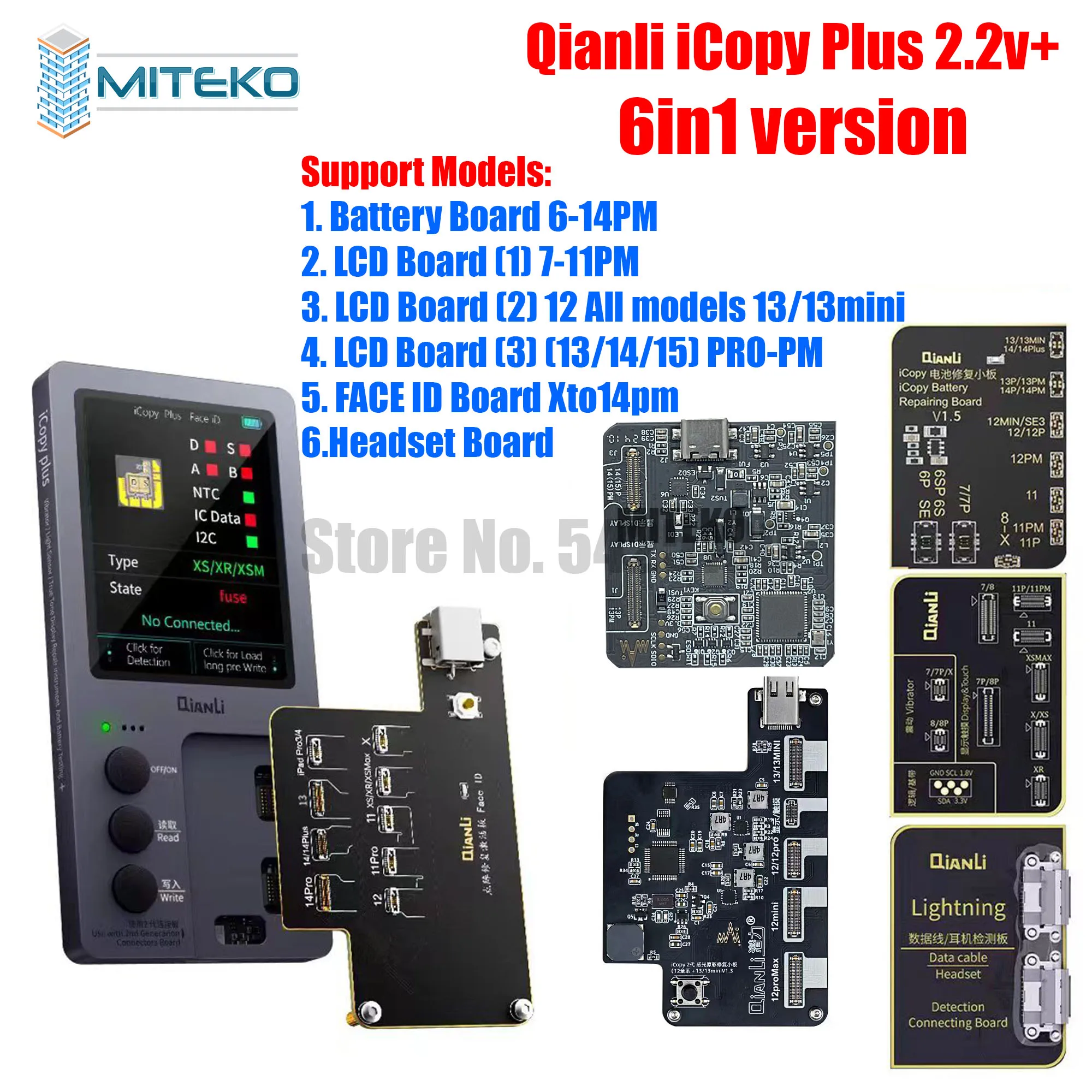Qianli icopy plus 2.2v,バッテリーテストボード付き,7 8p x xr xs 