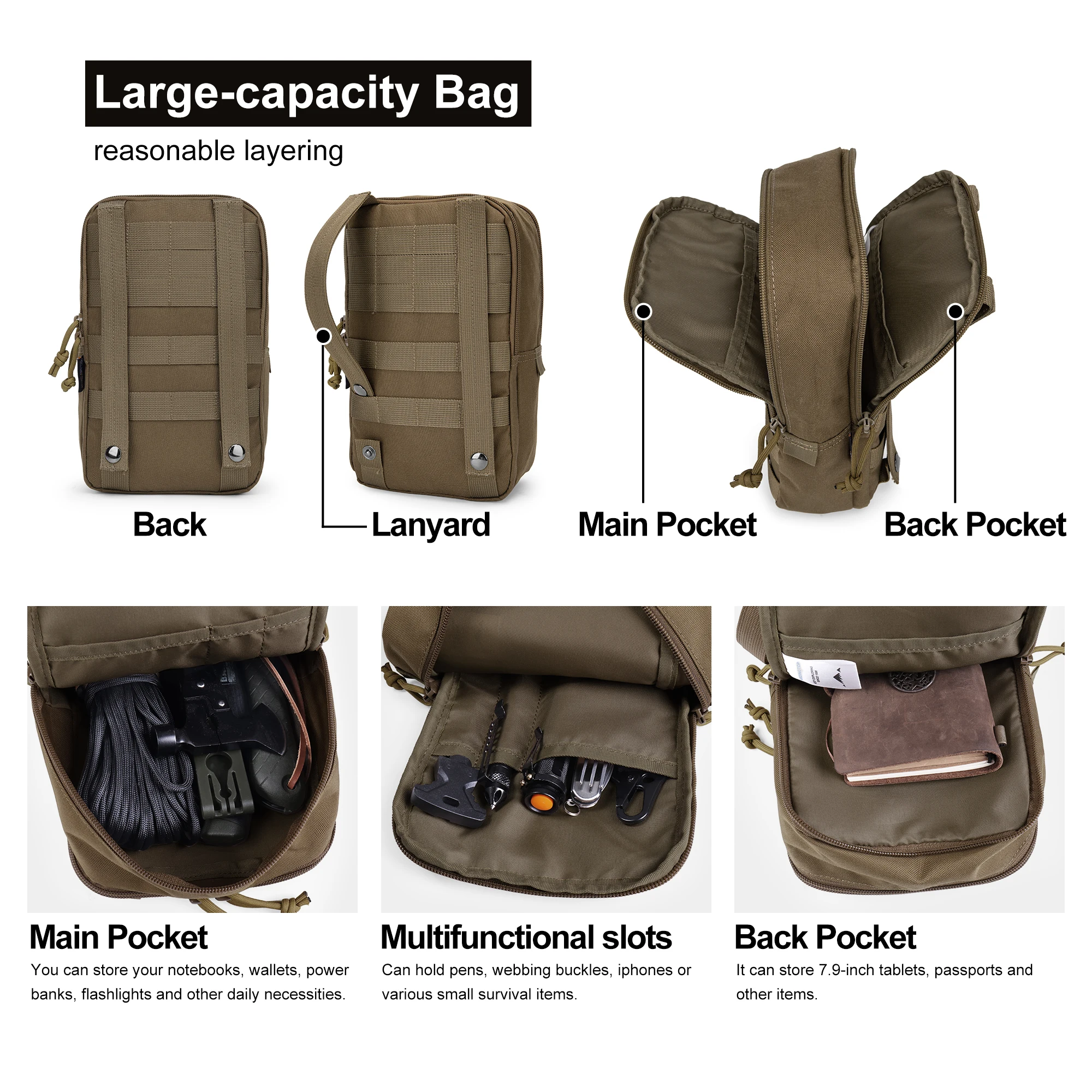 MARDINGTOP Molle Pouch Tactical Tool Pouch Practical Molle Accessory with Molle System Webbing