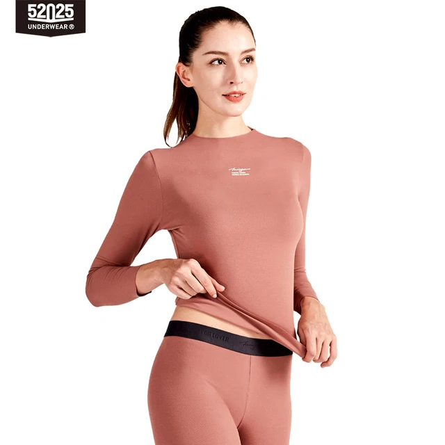 52025 Seamless Traceless Underwear Long Sleeve Top High Collar Long Johns  Thin Comfortable Base Layer Women