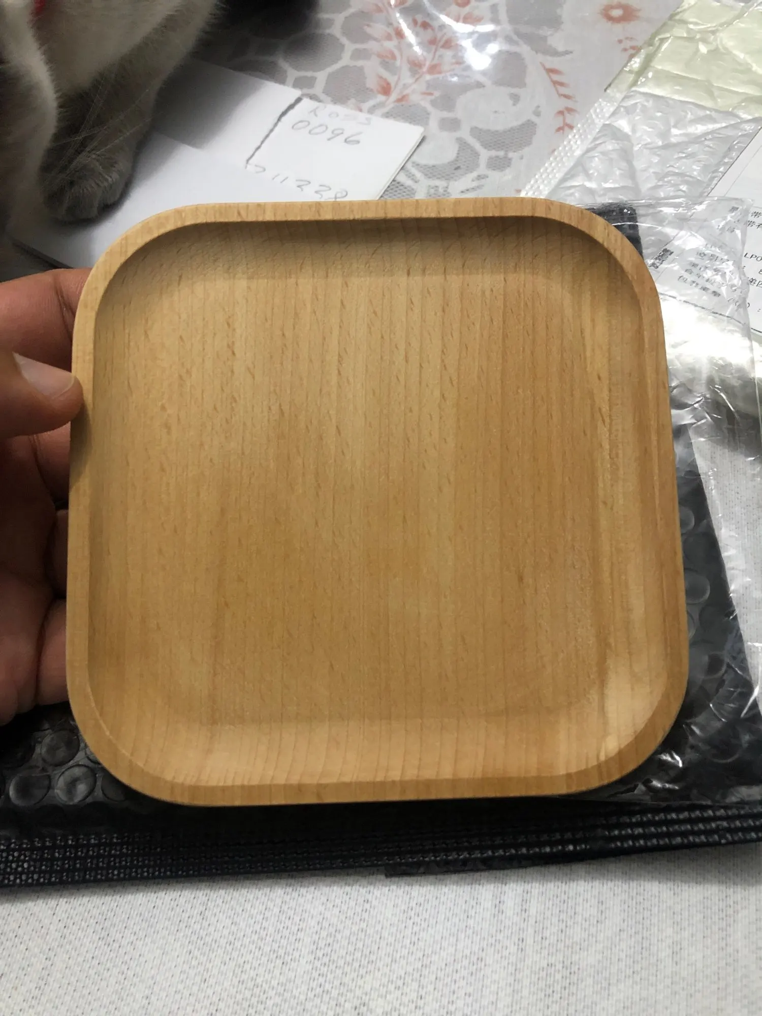 Wood Serving Plate, Wood Square & Round Serving Tray, Fruit Dessert Cake Snack Candy Platter Wooden Bowls photo review