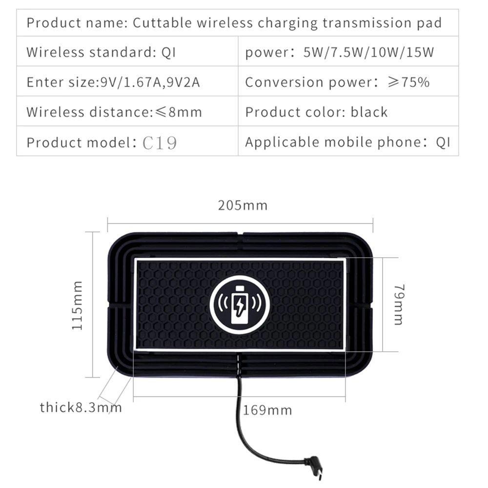 Wireless Car Charger Silicone Non-Slip Fast Charging Pad