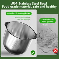 Электрическая мясорубка 2,5 л, 300 Вт, 11000 об/мин, 3-скоростной кухонный комбайн с 4-лезвийным S-ножом, для мяса/овощей/орехов, детского питания — изображение 6