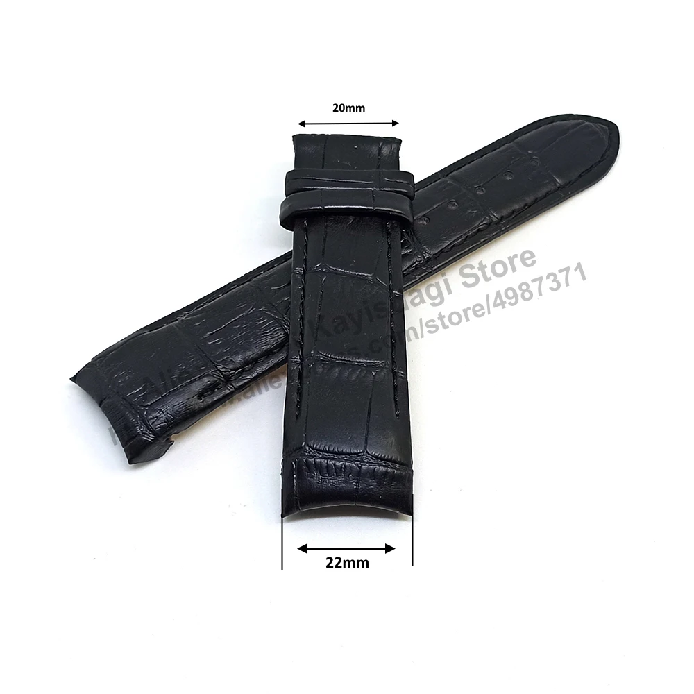 Adatto/Per Tissot 1853 Couturier T035407 , T035410 , T035428 , T035446 - 22Mm Cinturino Di Ricambio Curvo In Pelle Nera