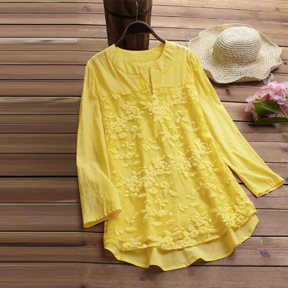 Lace Ladies Long Sleeve Blouse Shirt Dress Vestidos Spring Autumn Casual Female Women Embroidery Blouse Top Shirt Plus Size 3