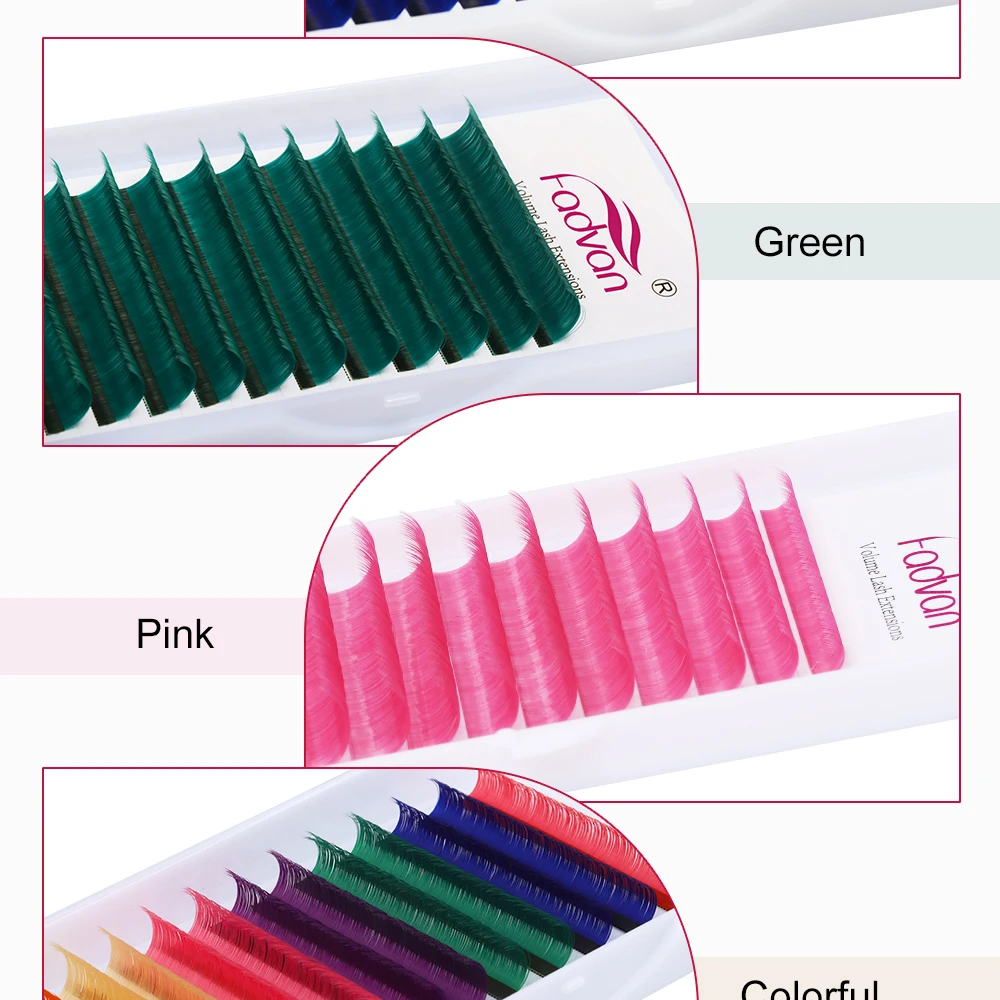 Description Picture 3 of itemFadvan Coloured False Eyelashes Green/Purple/Red/Blue Easy Smudge Makeup Eyelash Hybrid Long 8-14mm/15-20mm Eyelash Extensions