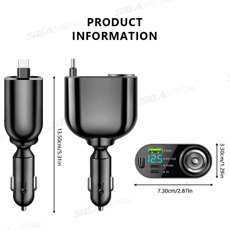 Car USB Charger 96W Fast Charging Adapter for iPhone Smartphone