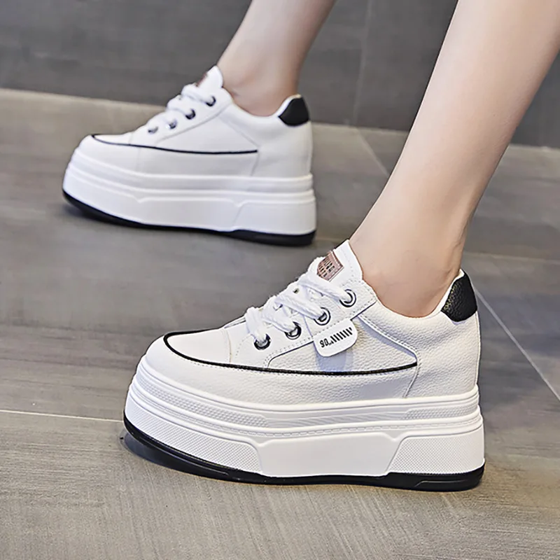 

Leather Inner Heightening Small White Shoes 2023 Autumn New Sports And Leisure All-match Thick-soled Muffin Women's Shoes