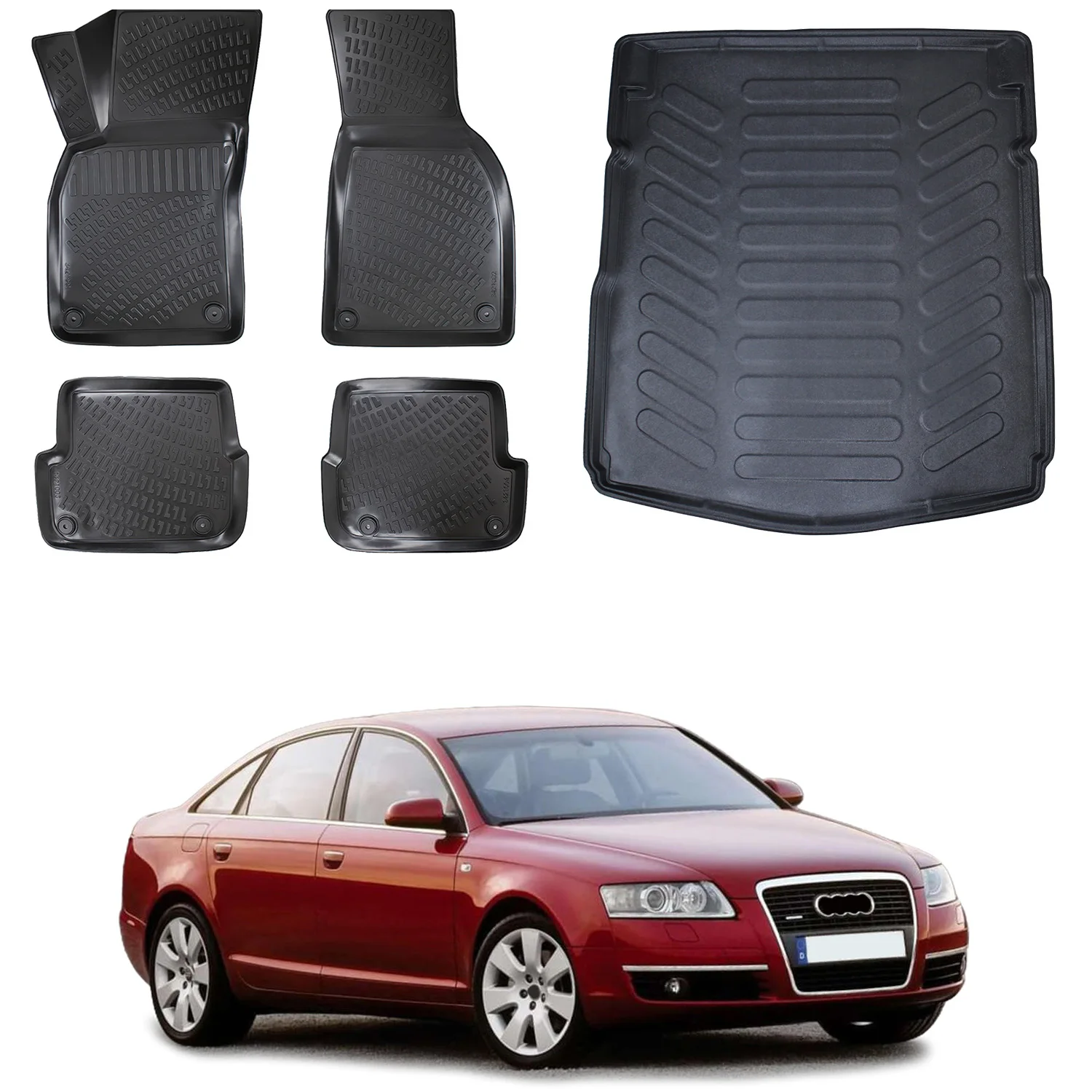 

Floor Mats + Cargo Trunk Liner Fits Audi A6 C6 2004-2011 Set - All Weather Maximum Coverage - Water Resistance