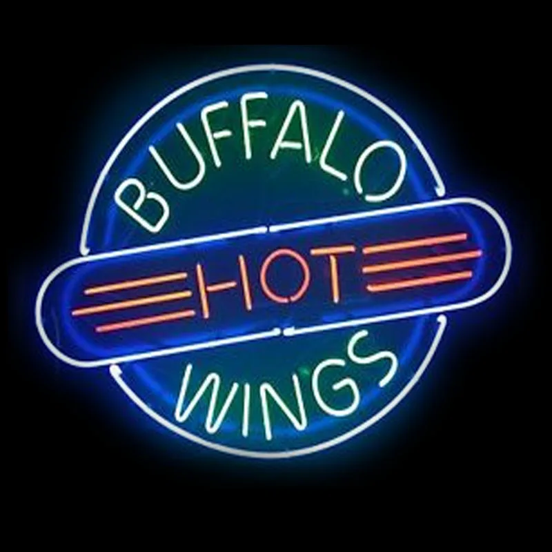 New Buffa Hot Wings Bar Pub Light Lamp Decor Bbq Neon Light Sign Art Arcade Lampada Artigianale Windows Room Decor Estetica Room