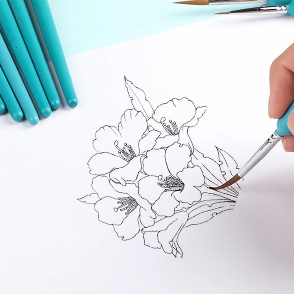 3Pcs/11Pcs 소형 후크 라인 펜 수채화 부드러운 머리 유화 여분의 머리 손으로 그린 ??브러시 구 아슈 아크릴 그림