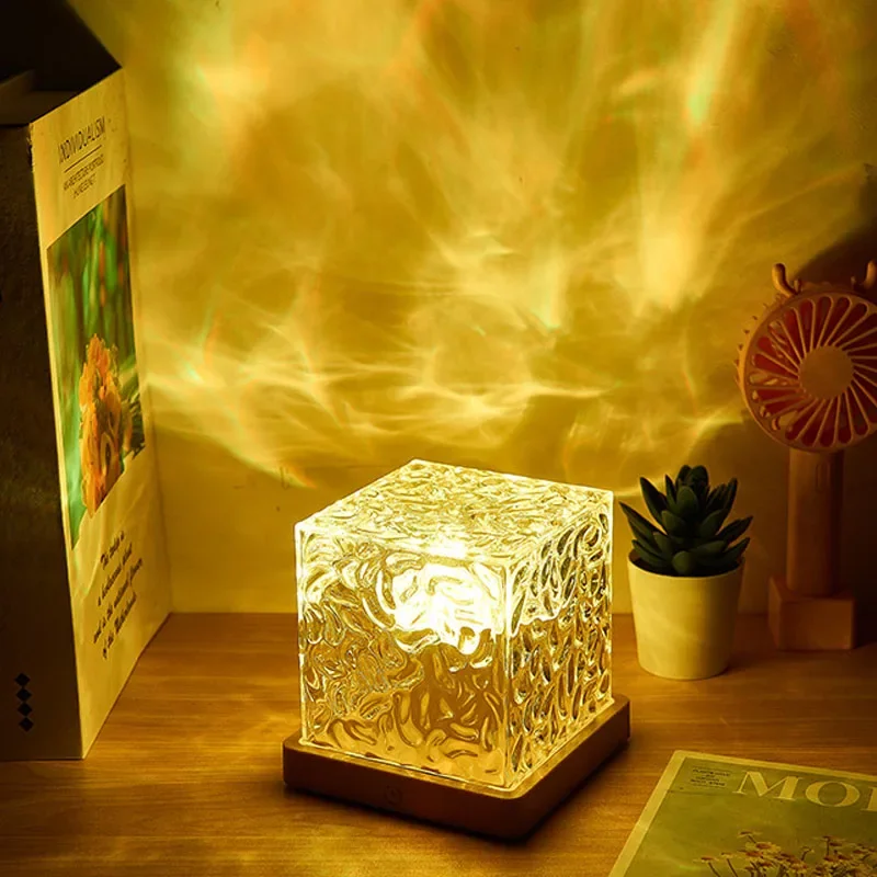 

Crystal Lamp Water Ripple Projector Night Light 16 Colors Flame Crystal Lamp for Living Room Study Bedroom Dynamic Rotating