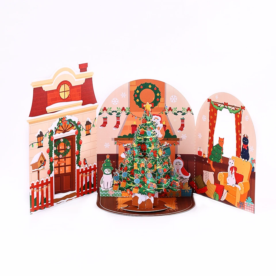 thumbnail image 2 of 3D Christmas Cards Set Of 3 - 3 X Large Pop-Up Christmas Tree Cards - Card With Envelope As Christmas Card, Voucher And Money Gift 2 of 14
