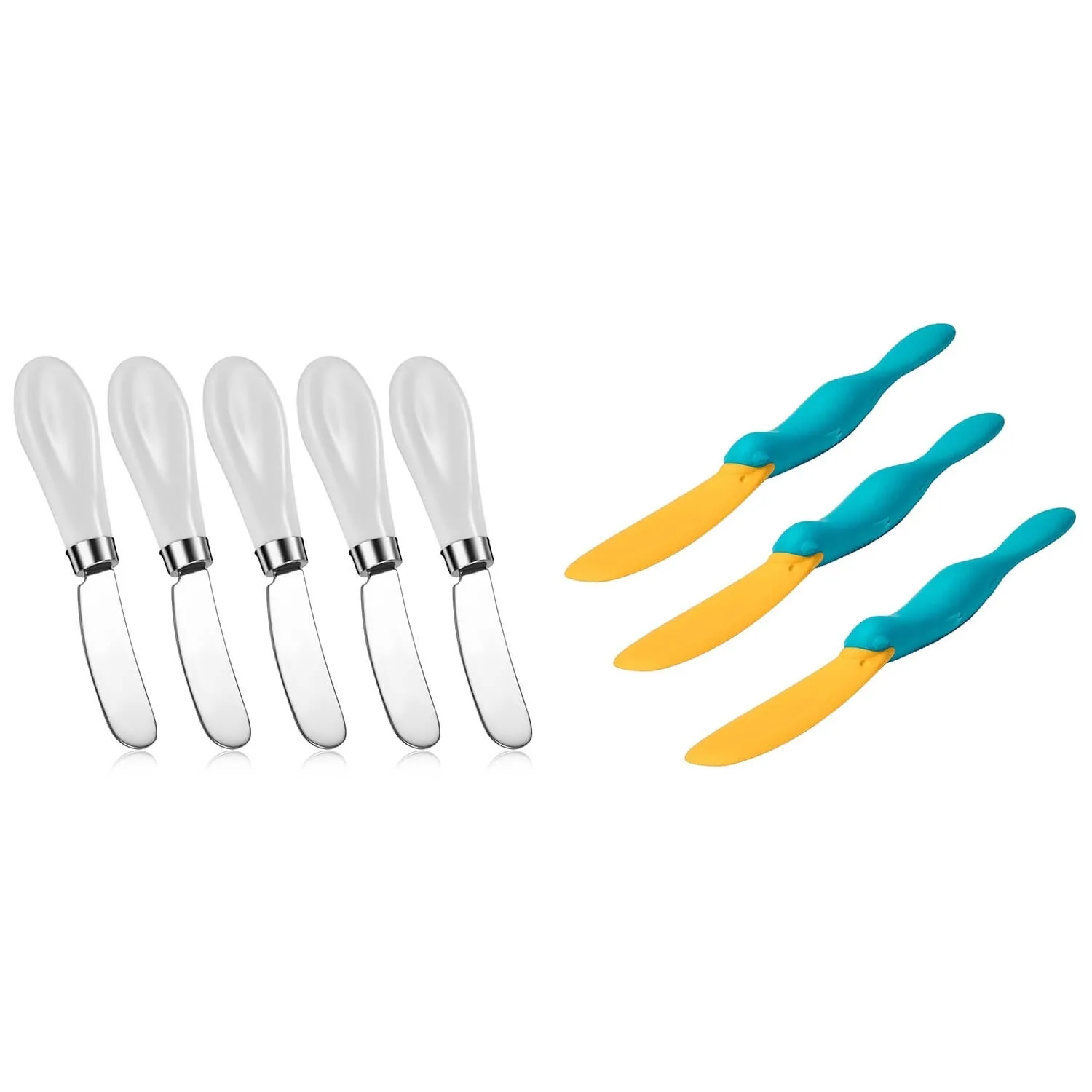 Butter Knife, Stainless Steel Butter Spreader & Jar Spatula, Scraper Tool Kitchen, Cheese Spreader Knives With White Porcelain H