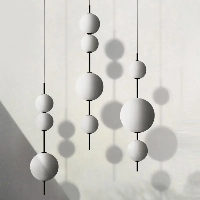 

Italy Designer LED White Glass Beads Pendant Chandelier Cafe Bar Bedroom Kitchen Round Ball Hanging Lighting Fixture Home Decor