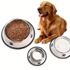 Stainless steel dog bowls anti-tipping cat bowls large capacity dog ​​bowls medium and large size dog food bowls pet supplies