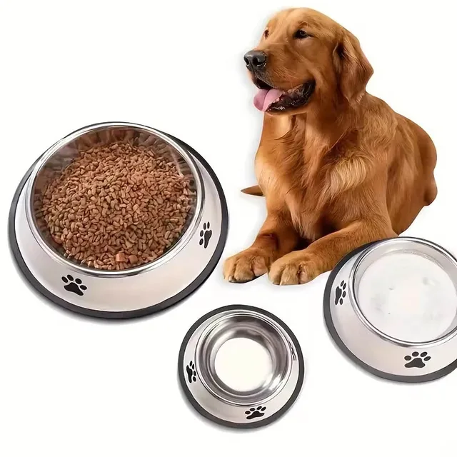 Stainless steel dog bowls anti-tipping cat bowls large capacity dog ​​bowls medium and large size dog food bowls pet supplies