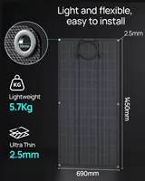 Panneau solaire flexible ECO-WORTHY 400W, matériau ETFE 24V, cellule monocristalline 18BB, 25% d'efficacité élevée pour balcon, camping-car, caravane, bateau, toit 5