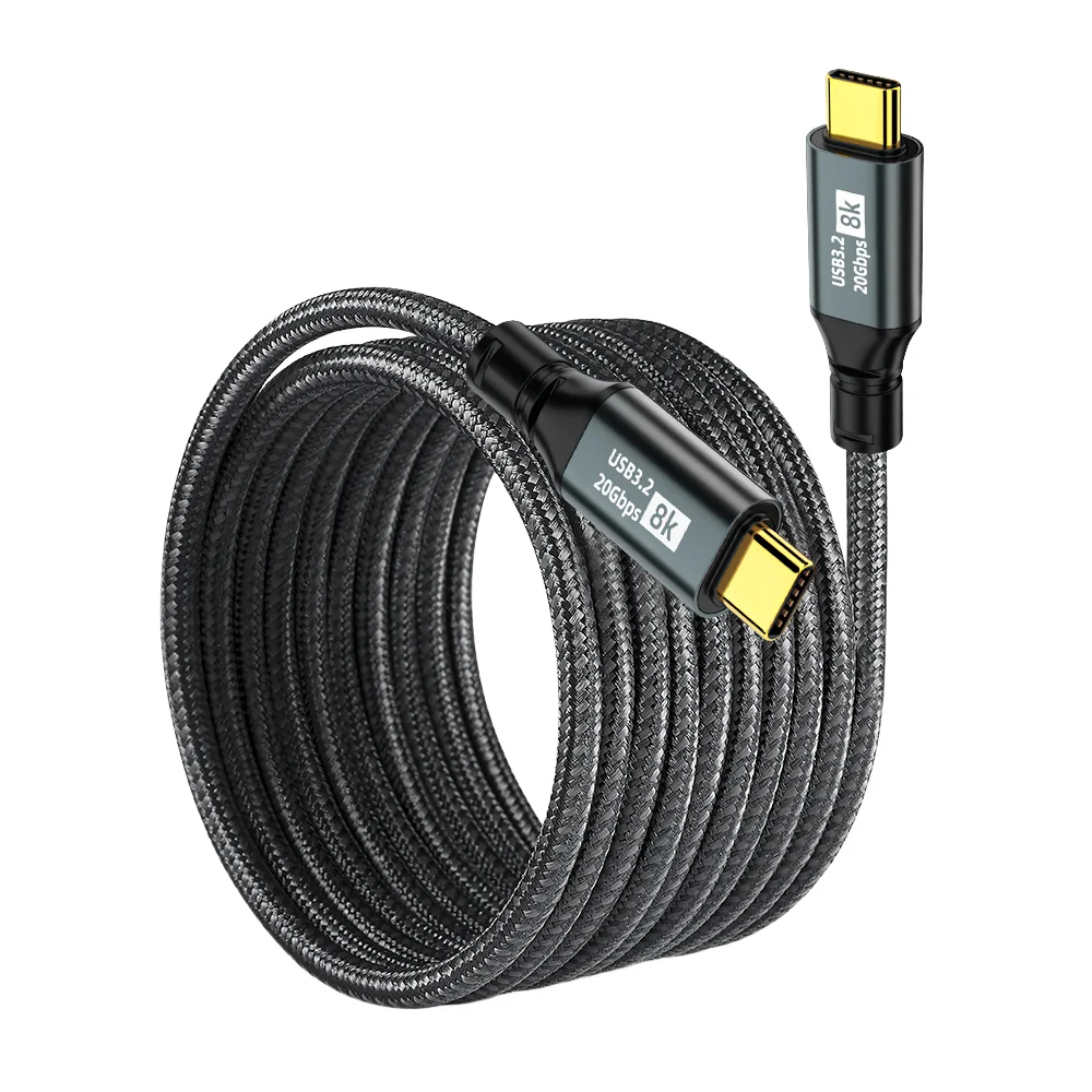 High-Speed 100W USB-C to USB-C Nylon Braided Cable with 8K Video Output