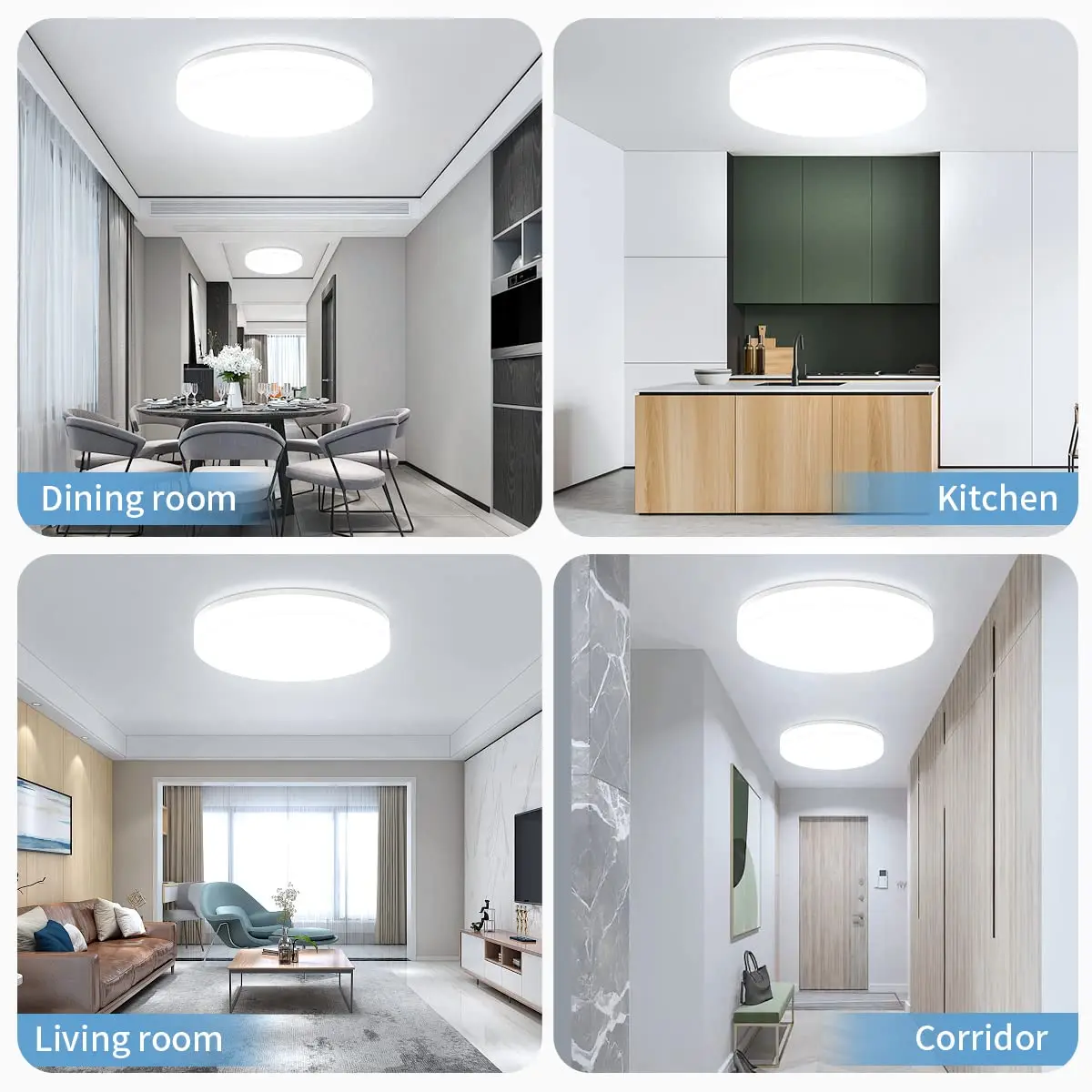Sleek Ultra-Thin LED Ceiling Light - Adjustable White Tones, Multiple Wattage Options