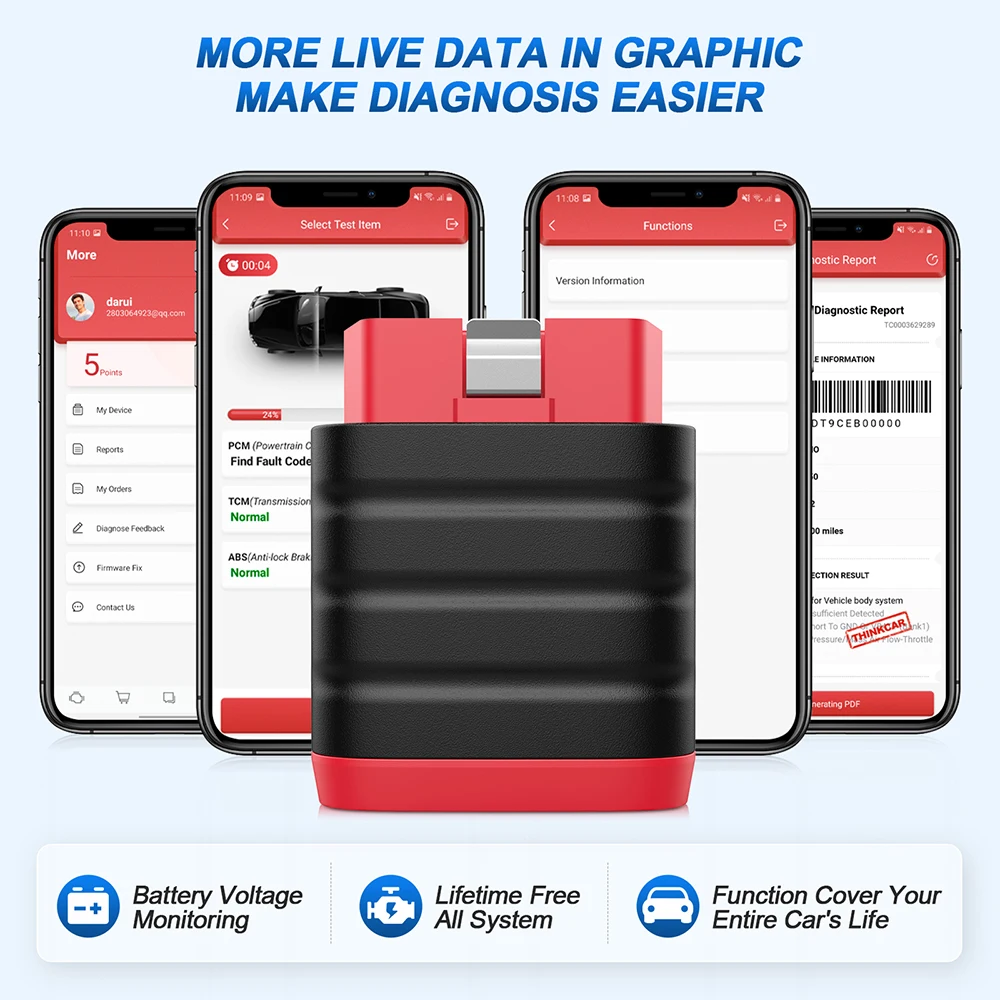 THINKCAR ThinkDiag Mini Automotive OBD2 Scanner Car Diagnostic Tools OBD Code Reader All System Diagnosis Lifetime Free Updater 5