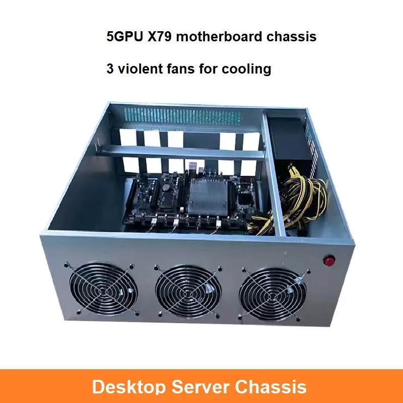 5 Gpu Caso Di Server Con 3 Ventole Telaio Macchina Della Casa Della Piattaforma Per X79 Scheda Madre Btc Eth Caso Del Nastro