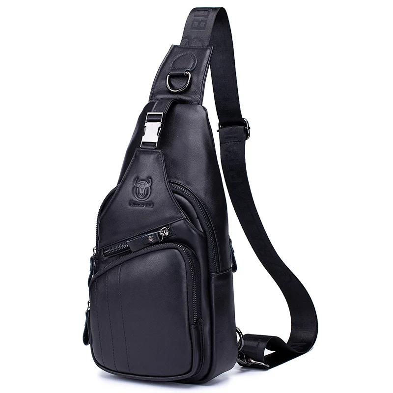 BULLCAPTAIN Classics Genuine Leather Chest Bag Men's Fashion Style Casual Bags 2023 New Business Large Capacity Leather Bag's