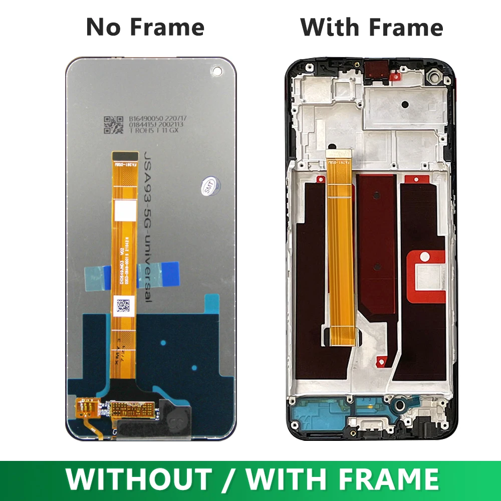Scherm voor Oppo A54 5G / A74 5G / A93 5G CPH2197 CPH2263 LCD-display voor Oppo A54 5G digitizer touchscreen, vervangende montage met gereedschap (6,5 inch, met frame, niet voor versie 4G