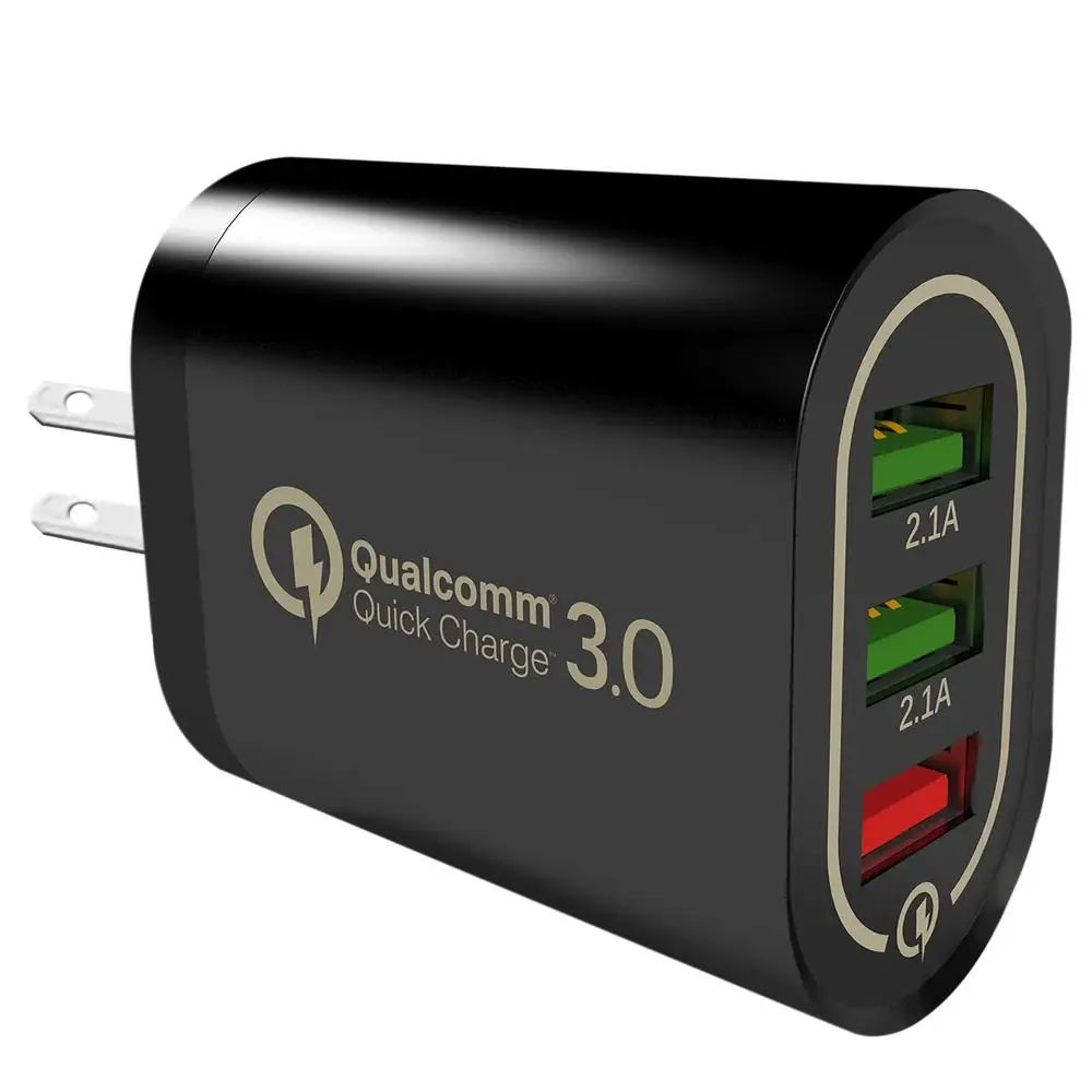 Cargador de Pared USB, MXCGO-001, 1Pza, 3 Puertos USB, Negro, Cargador USB Alta Capacidad