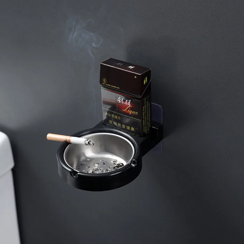 Bathroom Wall Stainless Steel Ashtray Toilet Hanging Cigarette Storage Rack Lighter Holder stainless steel ashtray