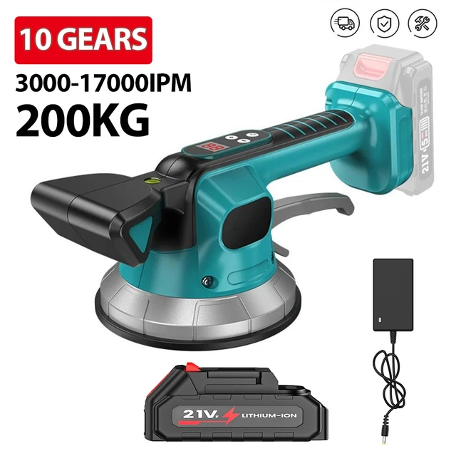 Machine à poser des carreaux à 10 vitesses, outil sans fil portable, outil de pose de carreaux de sol et de mur, outil de vibration pour batterie Makita 18V 1