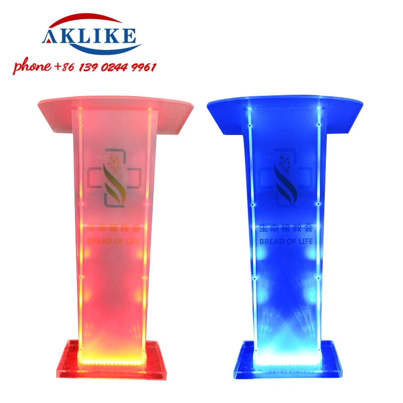 Standing Luminous Podium Parking Desk Organic Glass Lectern Consultation Dais Church Training Pulpit