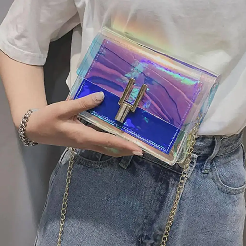 

Fashion Laser Shoulder Bag Pvc Jelly Small Chain Tote Women Laser Crossbody Bag Messenger Candy Colors Handbag