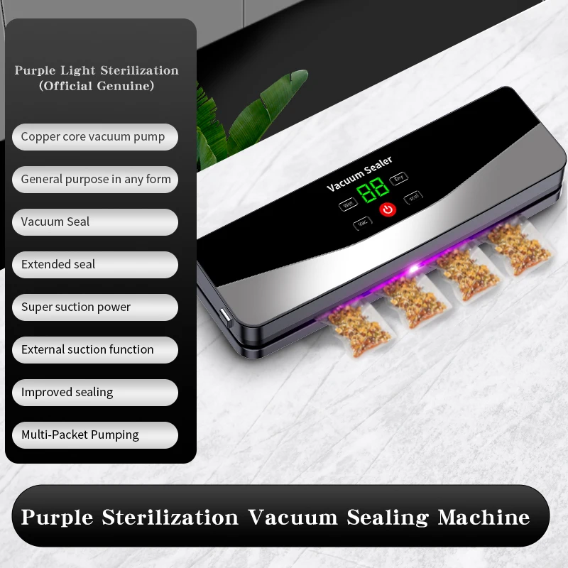 SZUK Vacuum Sealer Rechargeable Wireless, Kitchen Food Storage Seal Touch Button Dry Wet Food Sealing Vacuum Packaging Machine - Image 6