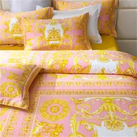 Ensemble de literie en tissu de coton à impression numérique, style moderne de luxe, housse de athlon, drap-housse en lin, taies d'oreiller, textile de maison 2
