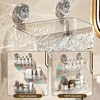 Bathroom Shelves Suction Cup Wall Mount Corner Storage Shelf Glacier Pattern Suction Cup Cosmetic Shelf with Strong Load-bearing 2