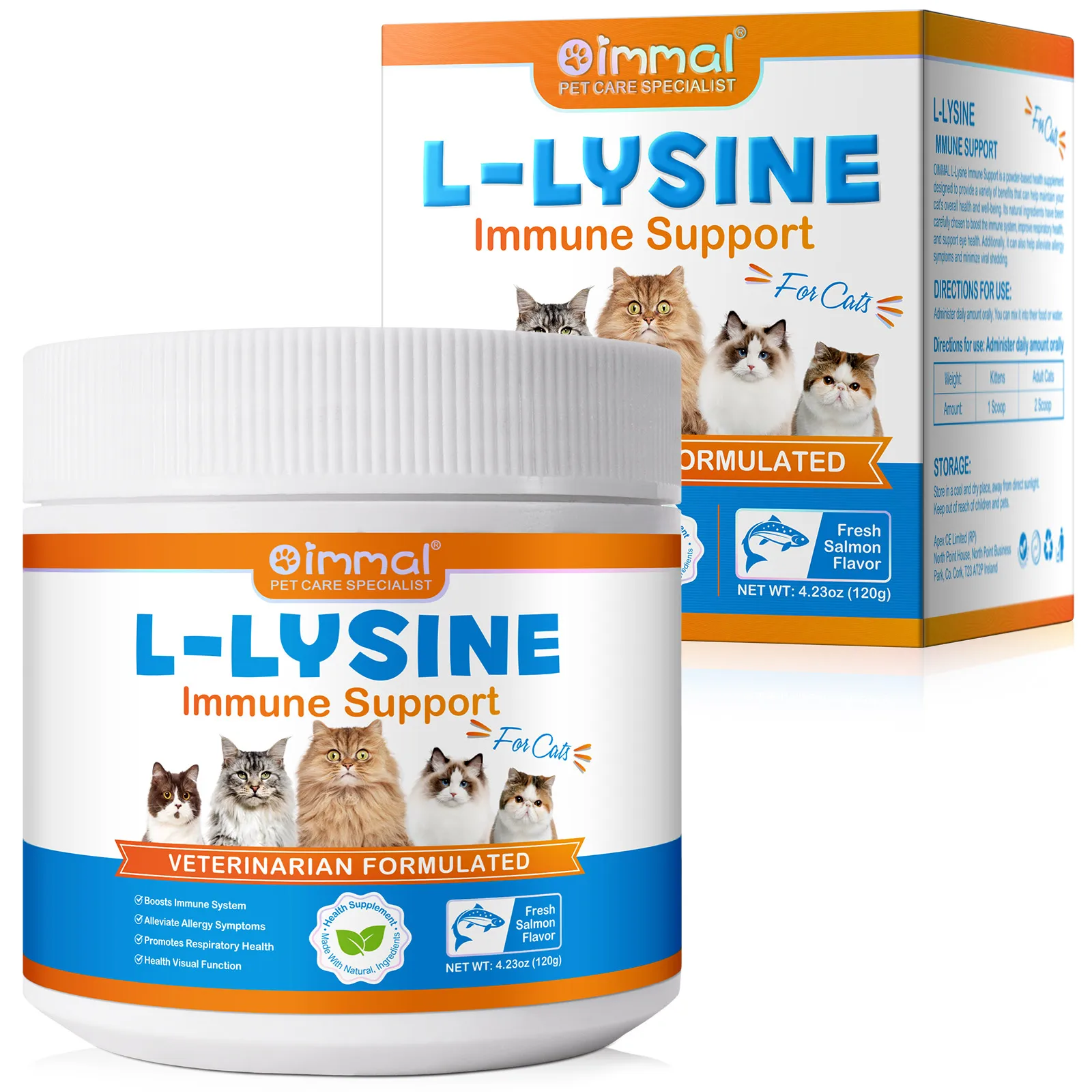 L-Lysine Supplement for Cats Sneezing Runny Nose Cold Immune Support Eye Function Respiratory Health