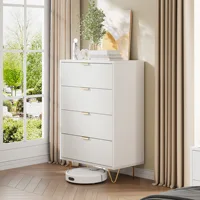 Глянцевый лакированный белый комод с 4 ящиками, шведский стол/шкаф/топ спальня с металлическими ручками и ножками, 60x34x91 см