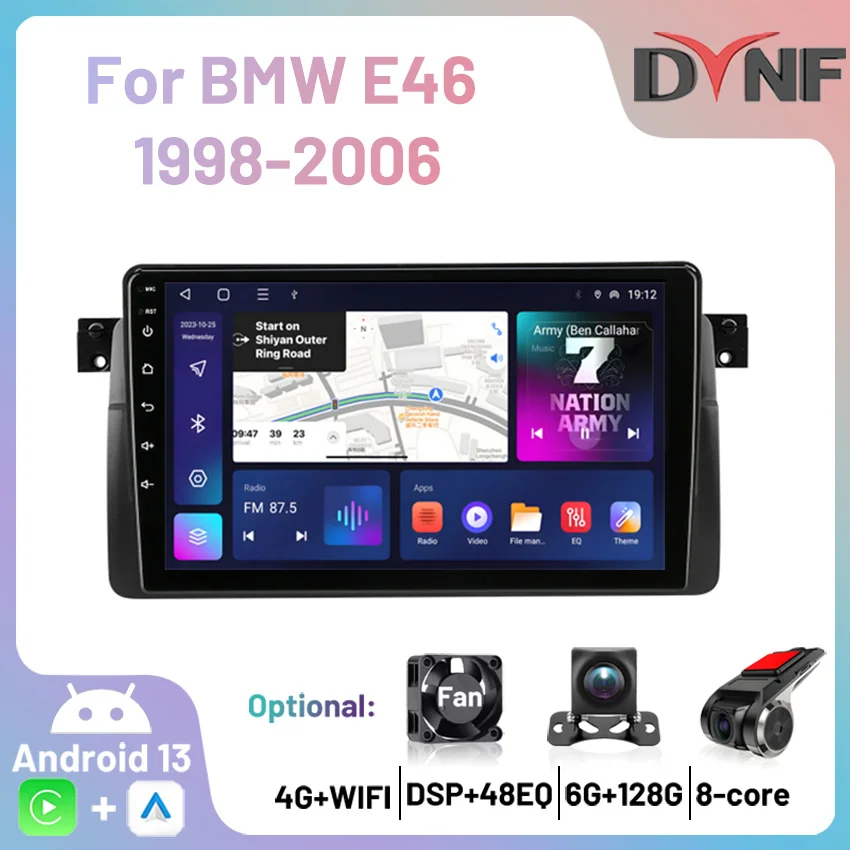 Autoradio Android 13 Wireless Carplay Lettore Multimediale Navigazione Gps Autoradio Per Bmw E46 M3 318 320 325 330 335 1998-2006