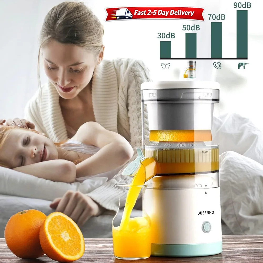 Portable Electric Juicer Rechargeable Citrus Press USB Charging Orange Lemon Squeezer with Cleaning Brush Fresh Juice 2