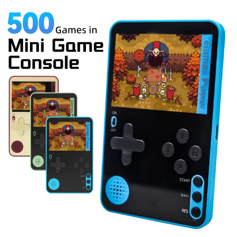 K10 وحدة تحكم ألعاب فيديو رفيعة للغاية 2.4 بوصة وحدة تحكم ألعاب ريترو جيب صغير محمول 500 لعبة مشغل ألعاب كلاسيكية للأطفال