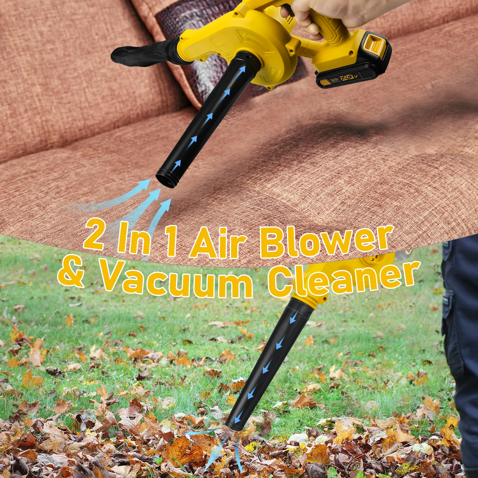 Cordless Leaf Blower for Dewalt 20V Battery Electric Jobsite Air Blower 2-in-1 Handle Electric Blower and Vacuum Cleaner 4