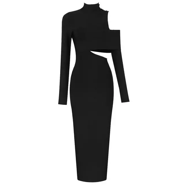 Hollow Out Sexy Casual High Split High Street Party Dress photo review