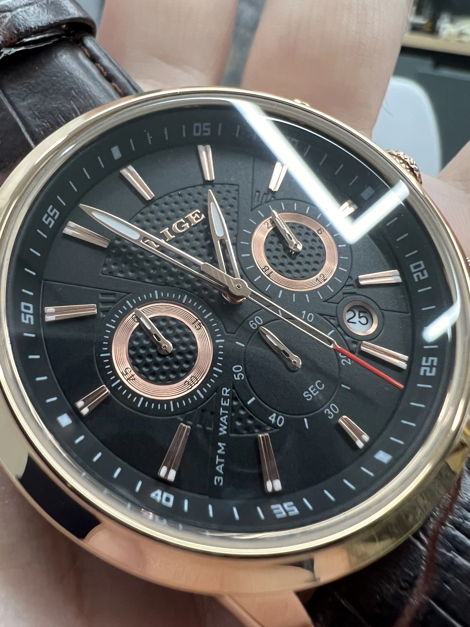 Mens Watches LIGE Top Brand Luxury Leather photo review