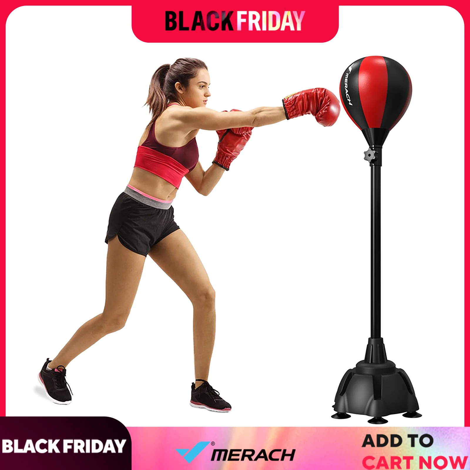 MERACH Punching Bag with Stand Punching Bag for Adults & Teens Adjustable Height Boxing for Stress Relief & Fitness Home Gym